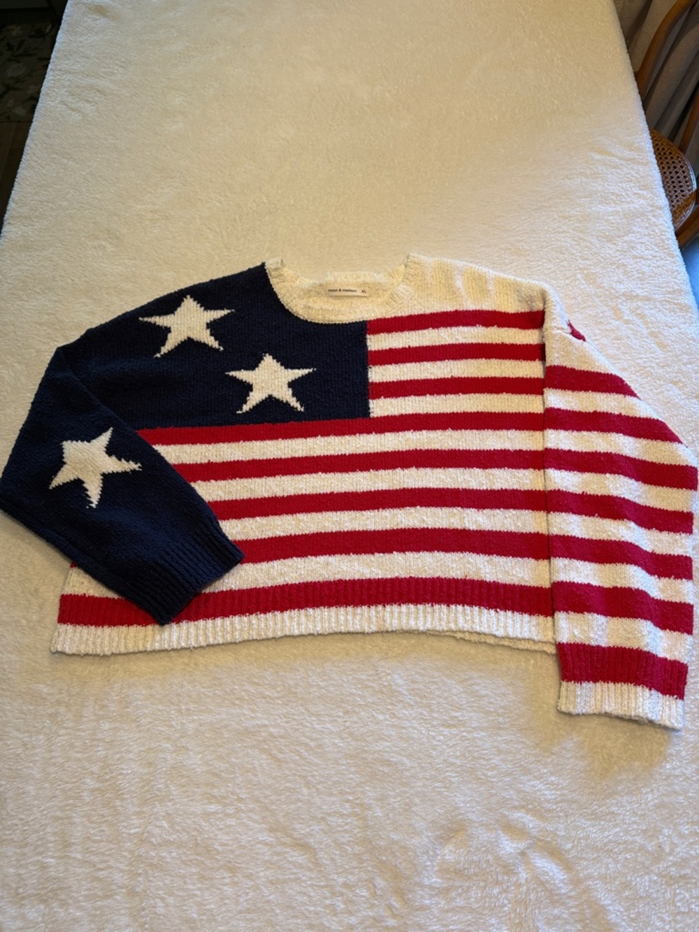 moon & madison Americana Stars & Stripes Crewneck Sweater - Red, White, Blue